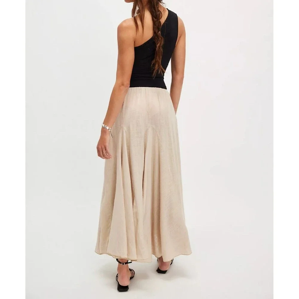 Free People Beige Boho Maxi Skirt